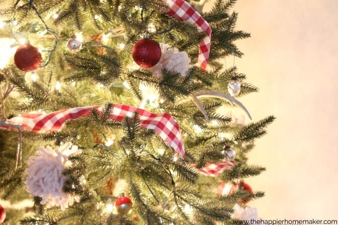 close up plaid christmas tree