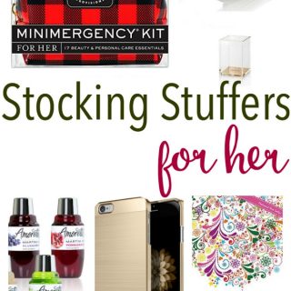 collage of stocking stuffers for her