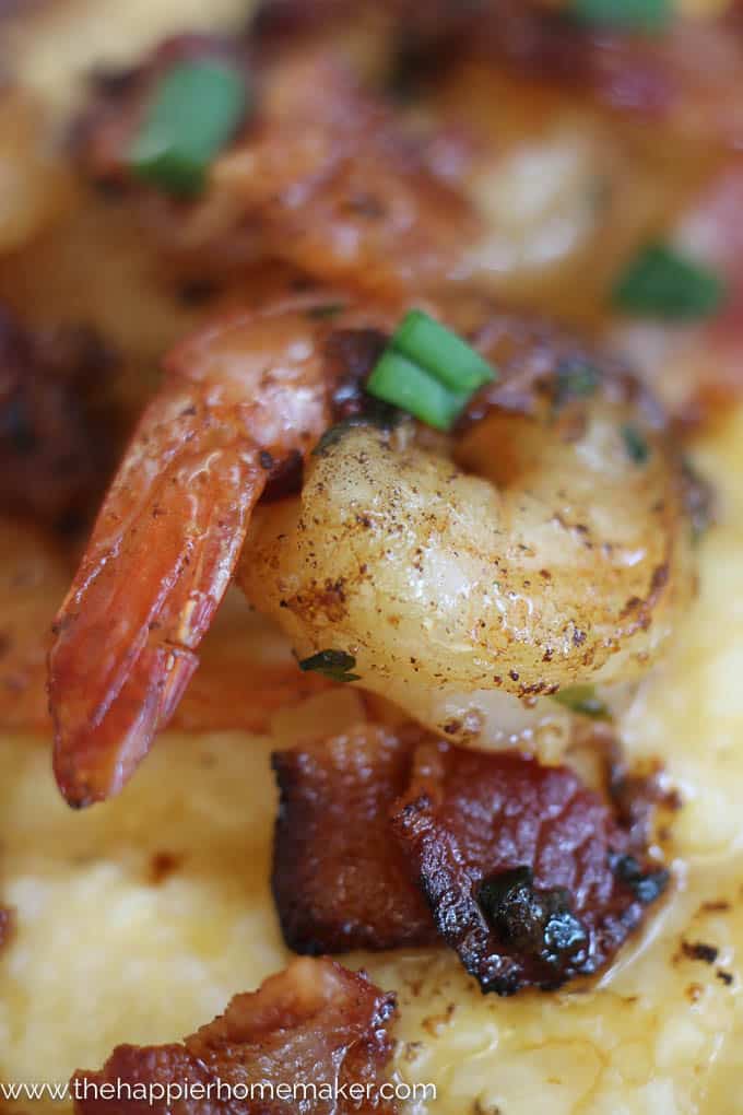 close up of shrimp and grits
