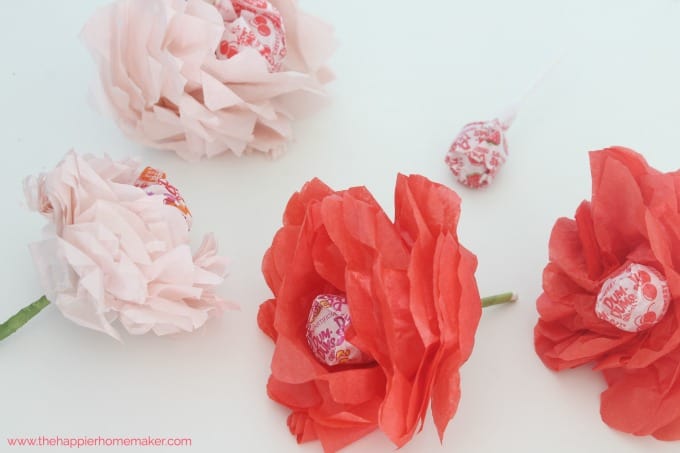 tissue paper flower lollipop