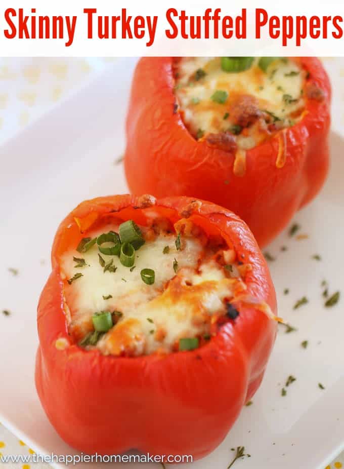 An close up of turkey stuffed red peppers 