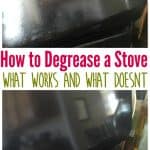 The words "how to degrease a stove what works and what doesn't" over a glass stove top