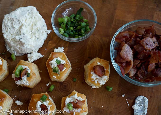 boursin and bacon stuffed puff pastry cups