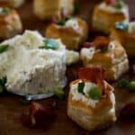 puff pastry cups filled with Boursin cheese, bacon, and green onion