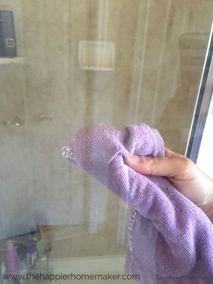 A person standing in front of a mirror posing for the camera, with Shower Door