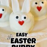 collage of easter bunny truffles with recipe name overlay
