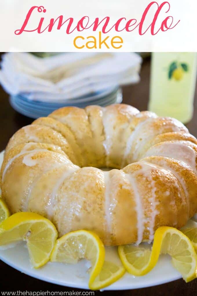 limoncello cake in bundt shape with glaze