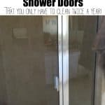 A glass shower door 