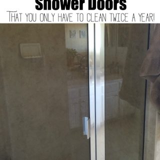 A glass shower door