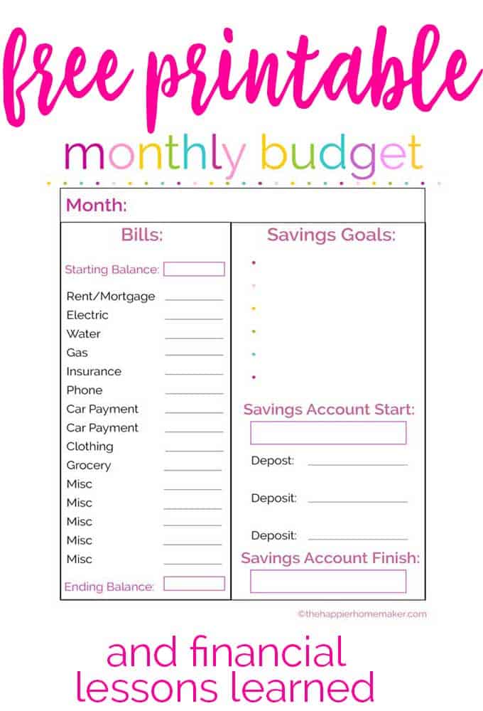Simple Printable Budget Worksheets