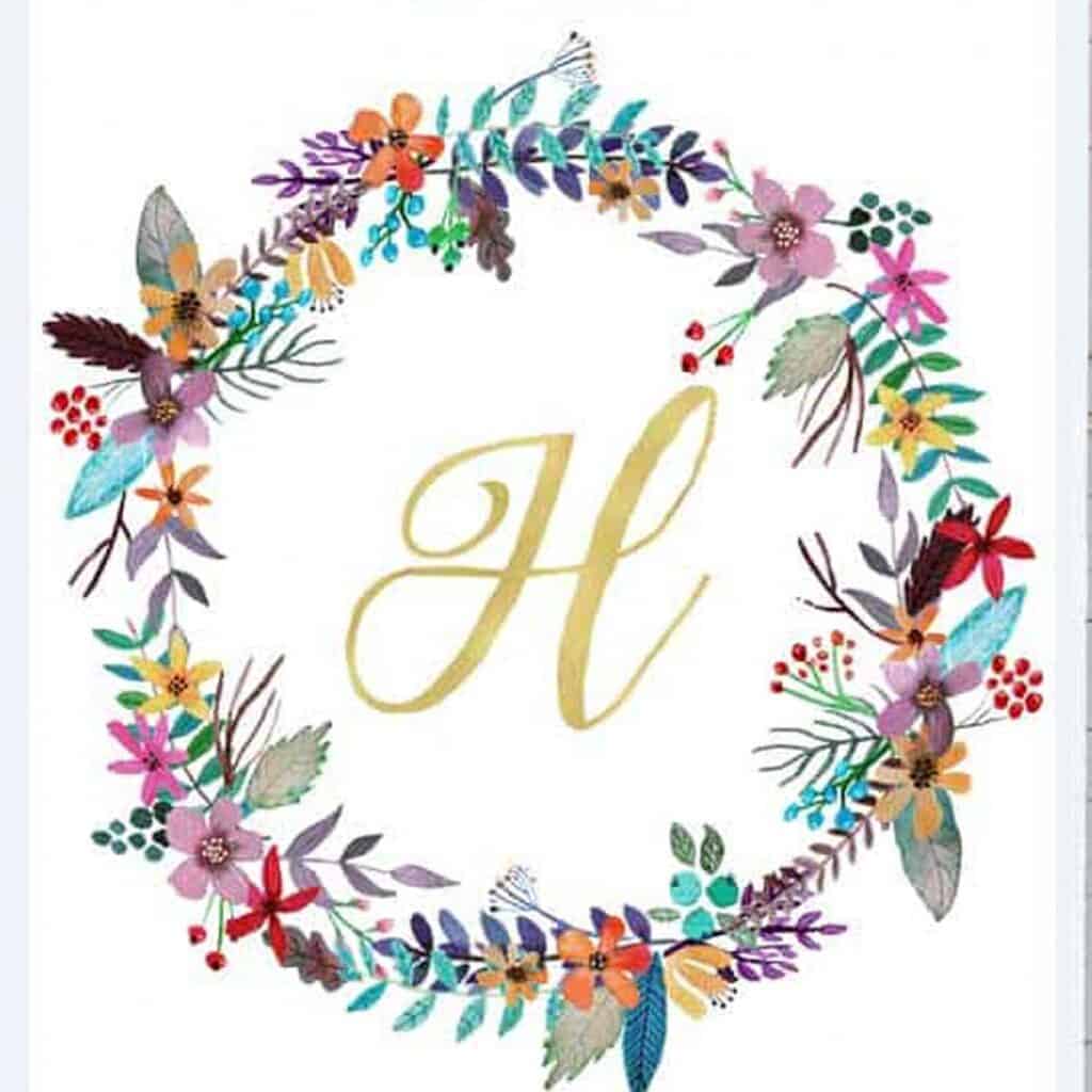 monogram inside floral wreath