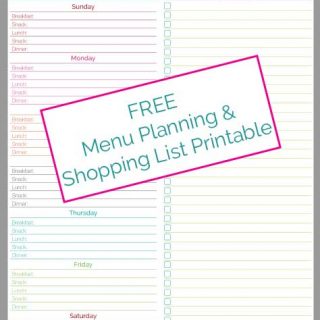 meal planning and shopping list worksheet