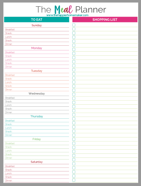 A blank one page weekly scheduler 