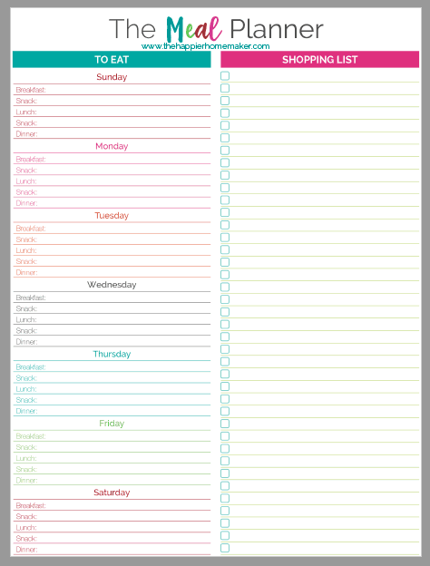 Printable Weekly Meal Planners - FREE