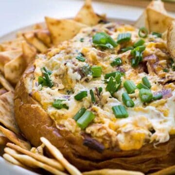 bacon cheese dip in bread bowl