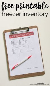 Freezer Inventory Printable - The Happier Homemaker