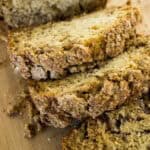 slices of banana bread with streusel topping