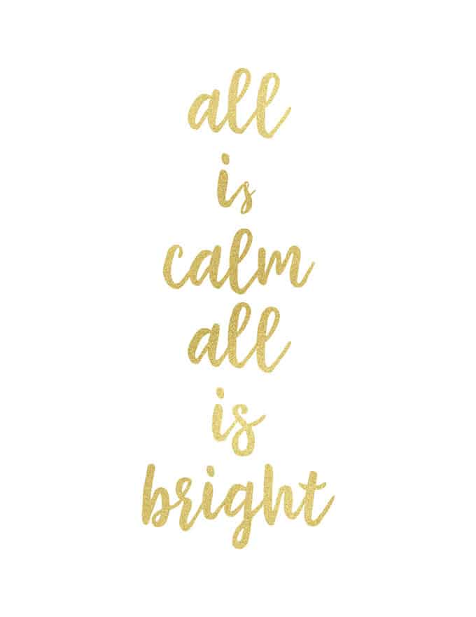 Christmas printable reading all is calm all is bright