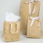3 DIY gift bags with white ribbon