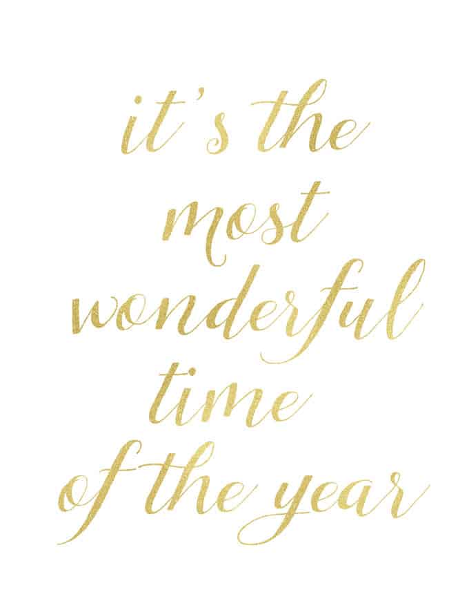 it's the most wonderful time of the year written in gold script