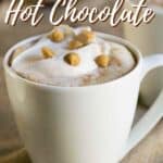 peanut butter hot chocolate in white mug