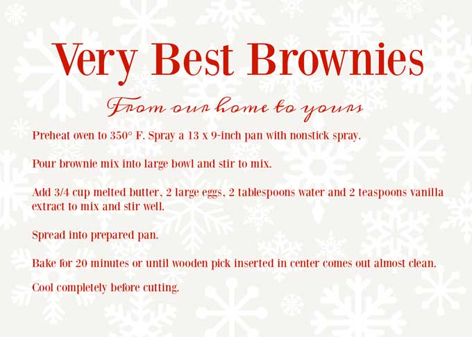 recipe card for brownie mix in a jar gift