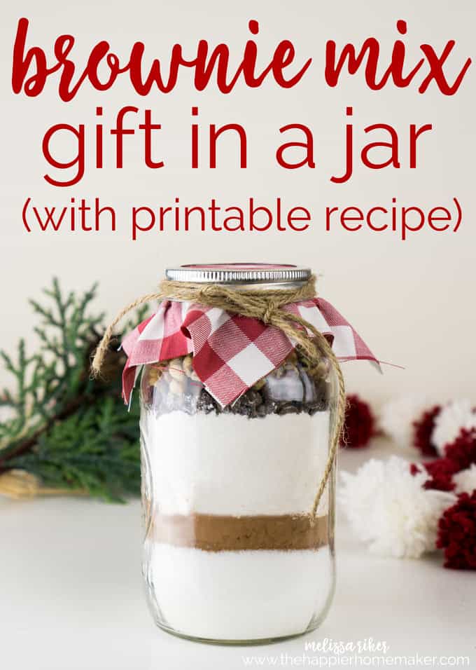 gift jar filled with homemade brownie mix