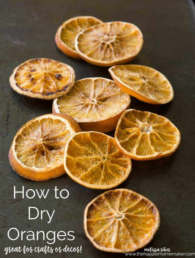 dried orange slices on a pan