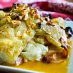 A close up of maple bacon baked brie
