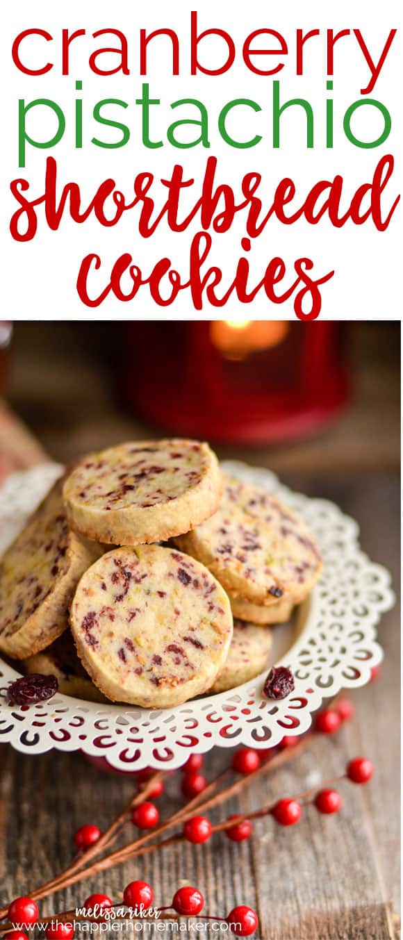 Cranberry Pistachio Shortbread Cookies - Easy Christmas Cookie