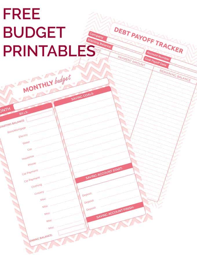 A close up of pink budget printables