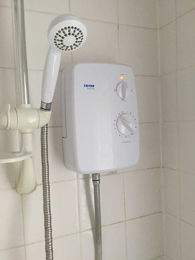 electric shower heats water on demand