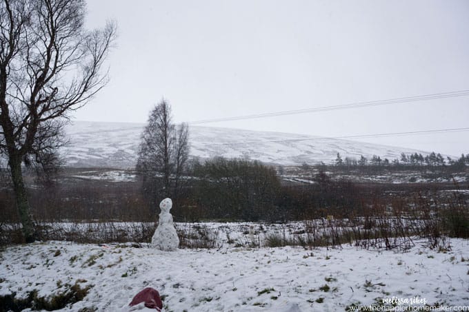 Snow in Dalwhinnie, Scotland