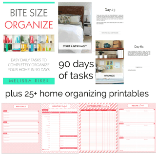 collage of pages from book called Bite Size Organize