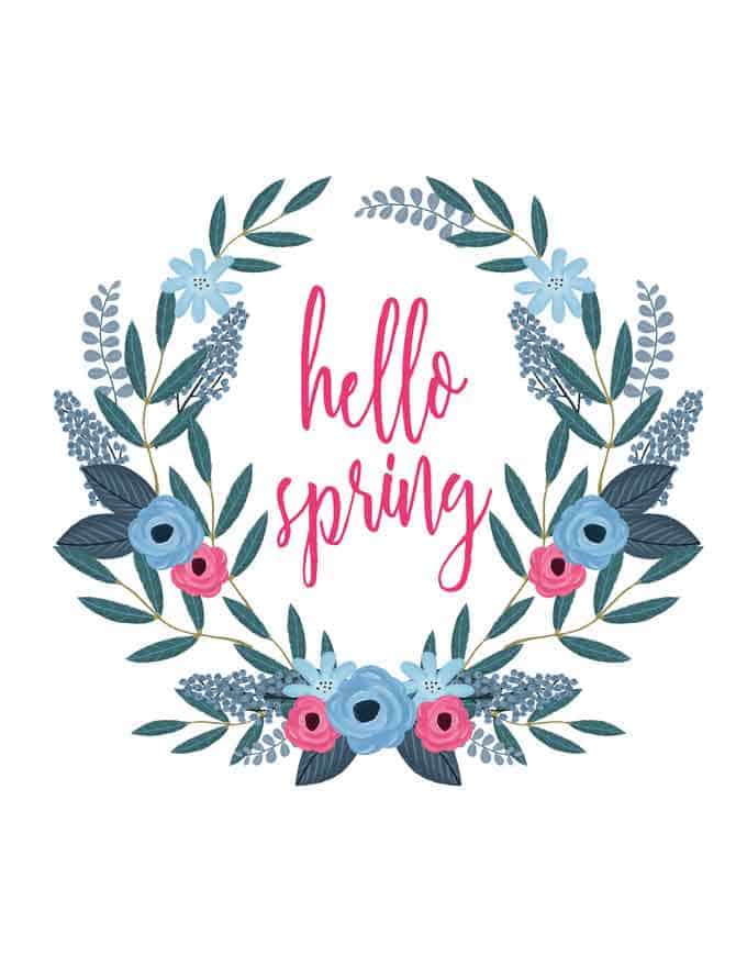 hello spring written inside drawn wreath