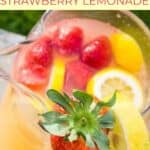 sparkling strawberry lemonade in pitcher