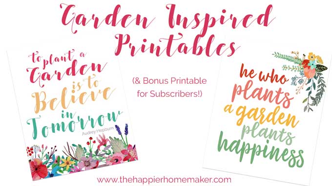 collage of gardening quote printables