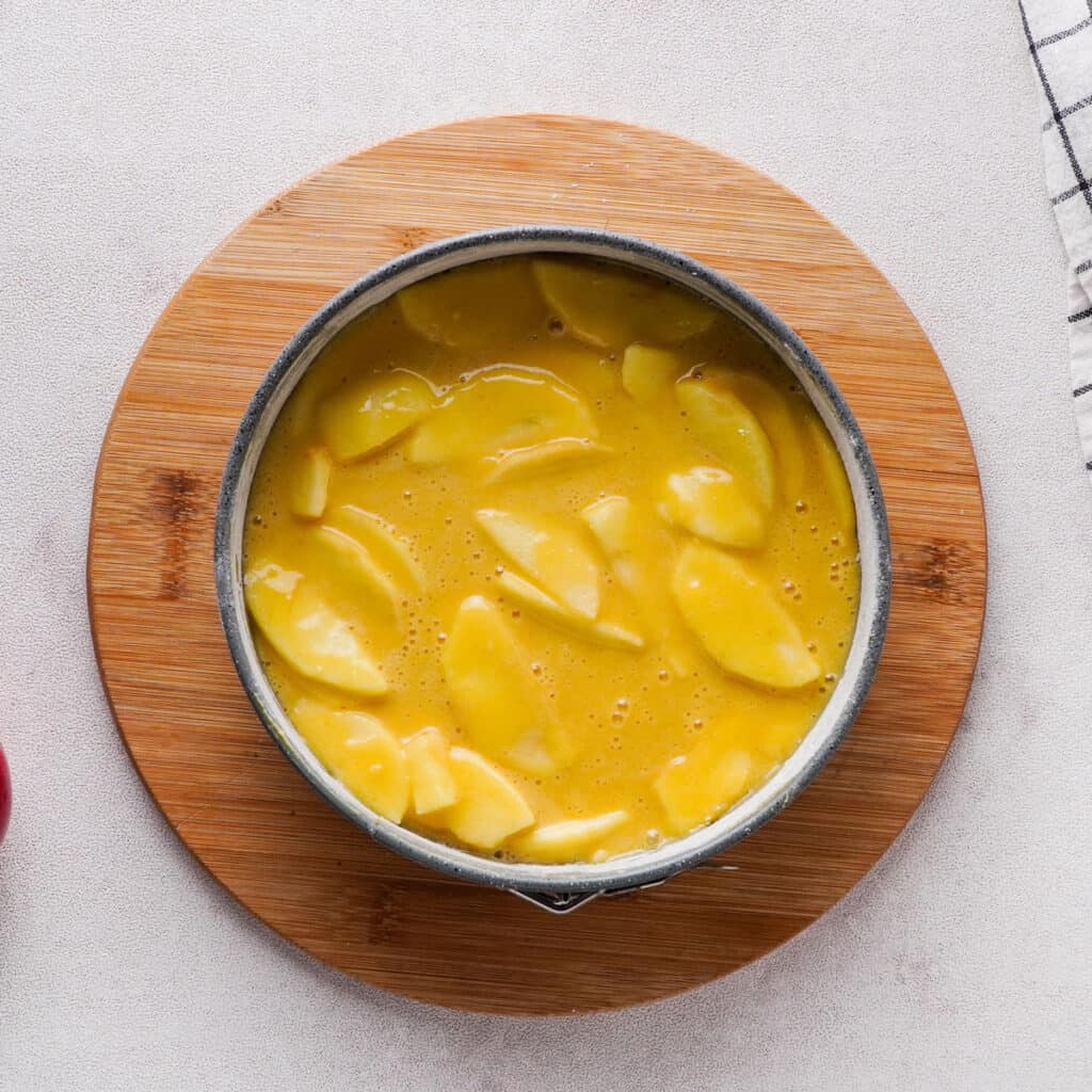 French apple cake batter in springform pan