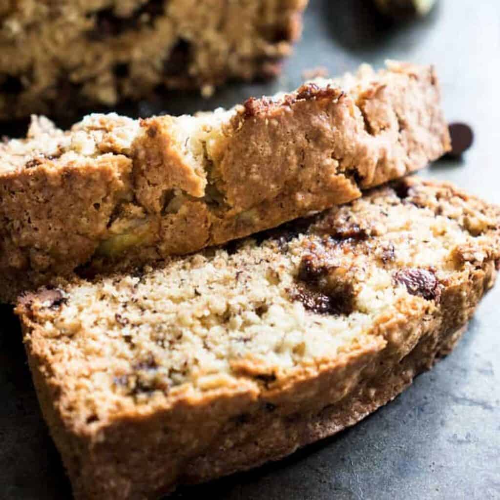 sliced chocolate chip banana bread