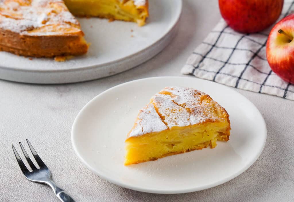 slice of French apple cake