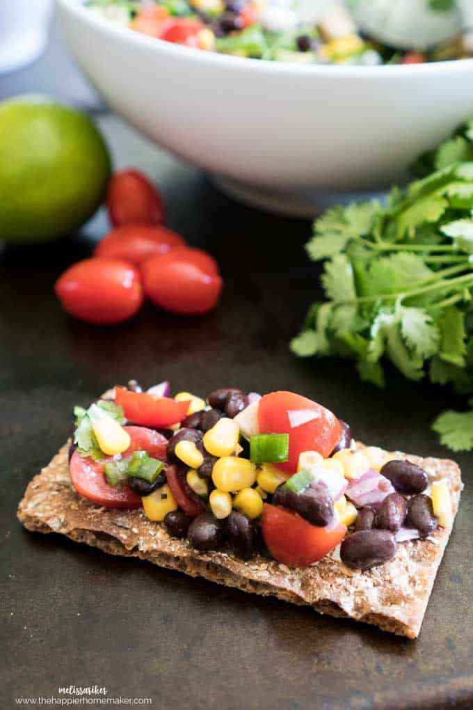 cowboy caviar on large cracker