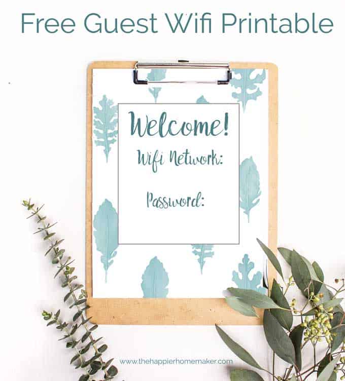 guest wifi printable on clipboard