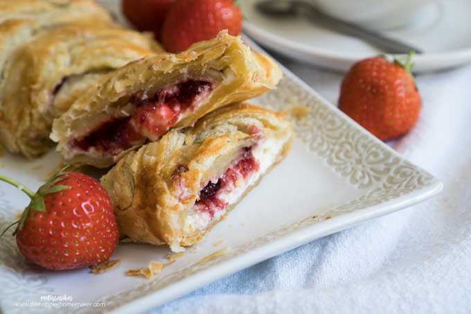 sliced strawberry cream cheese danish