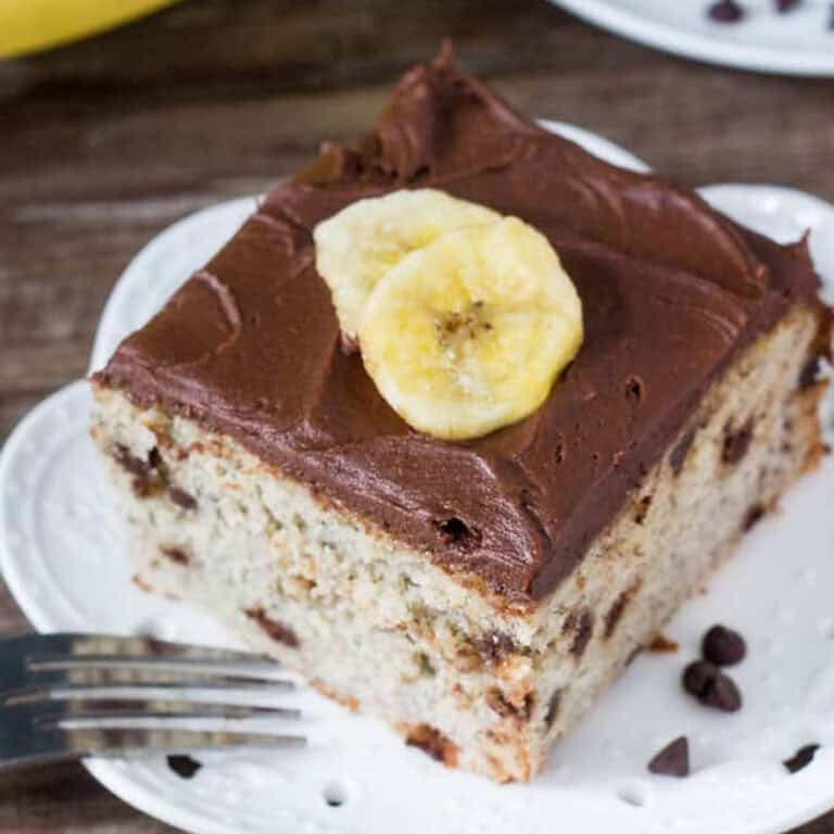Chocolate Chip Banana Cake with Chocolate Frosting