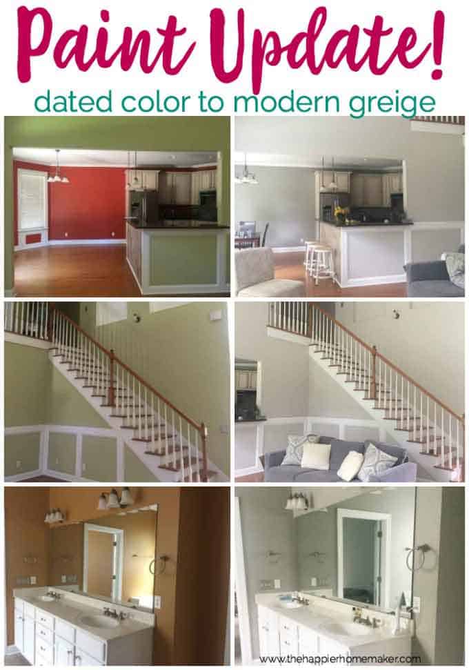 A collage of before and after interior paint pictures