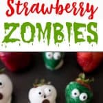 Chocolate covered strawberry zombies are an easy and cute kid's party treat!