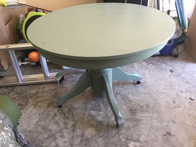 sage round table in garage