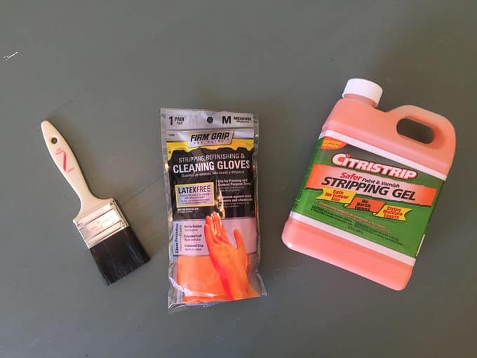 citristrip, gloves, and paintbrush