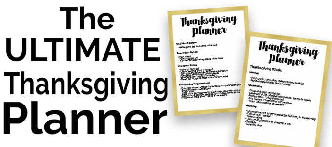 Thanksgiving planner sheets collage with text reading The ultimate thanksgiving planner