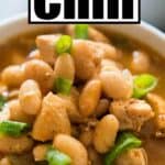 Slow Cooker White Chicken Chili in white bowl